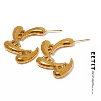 Eetit модные серьги Huggie из нержавеющей стали 316L с индивидуальной текстурой, водонепроницаемые ювелирные изделия цвета золотистого и серебряного цвета, ювелирные изделия, бижутерия