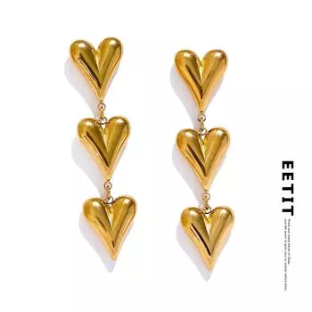 Eetit модные висячие серьги из нержавеющей стали с металлическим сердцем и любовью, антиаллергенные очаровательные романтические повседневные украшения для женщин, подарок золотой