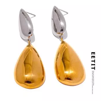 Eetit модные висячие серьги из нержавеющей стали с каплями воды, эффектные серьги цвета: золото, серебро, металлические устойчивые к ржавчине повседневные украшения, подарок золотой