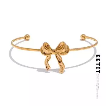 Eetit Модный 18-каратный металлический галстук-бабочка с PVD покрытием, открытый браслет, устойчивый к ржавчине, нержавеющая сталь, ювелирные изделия высокого качества 2024 золотой