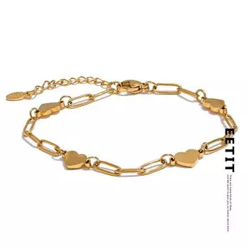 Eetit модный браслет-цепочка из нержавеющей стали с сердечком ручной работы, водонепроницаемый повседневный браслет-подвеска, ювелирные изделия на запястье, бижутерия для женщин серебряный