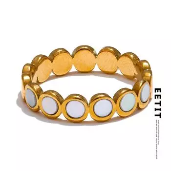 Eetit Натуральная Раковина Круглое Высокое Качество Кольцо На Палец Из Нержавеющей Стали 316L Литое Очарование Стильные Ювелирные Аксессуары 2024 6 золотой