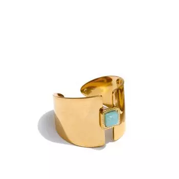 Eetit Натуральный Амазонит Жемчуг Открытое Золотое Кольцо-Каст для Женщин Глянцевый Шарм из Нержавеющей Стали Ювелирные Изделия Устойчивые к Потемнению 7 золотой