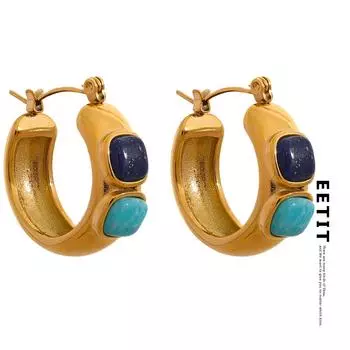 Eetit натуральный камень 316l нержавеющая сталь круглые серьги-кольца высокого качества золотого цвета устойчивые к ржавчине ювелирные изделия Bijoux женские подвески подарок золотой