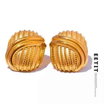 Eetit Необычные серьги-гвоздики из нержавеющей стали 316l с геометрическим рисунком цвета: золотистый, серебряный цвет, устойчивые к ржавчине, креативные повседневные украшения для женщин, новинка