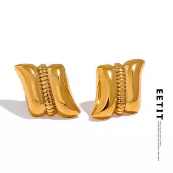 Eetit нержавеющая сталь 316L геометрические водонепроницаемые серьги-гвоздики золотого цвета с текстурой модные женские винтажные очаровательные ювелирные изделия гала-подарок золотой