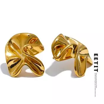 Eetit нержавеющая сталь 316l нерегулярные серьги-гвоздики с цветком металлические модные водонепроницаемые креативные современные ювелирные изделия для женщин бижутерия подарок золотой