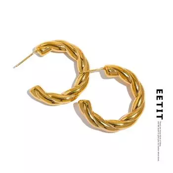Eetit Нержавеющая сталь C Форма Геометрические Витые Необычные Серьги Золото Серебро Цвет Металл Женщины Повседневная Одежда Ювелирные Изделия Высокое Качество платиновый