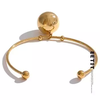 Eetit нержавеющая сталь круглые бусины манжета открытый браслет устойчивый к потускнению модный отличительный ювелирный подарок золотой