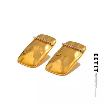 Eetit нержавеющая сталь квадратный прямоугольник металлические серьги-гвоздики водонепроницаемая текстура кубический цирконий заявление ювелирные изделия для женщин подарок золотой