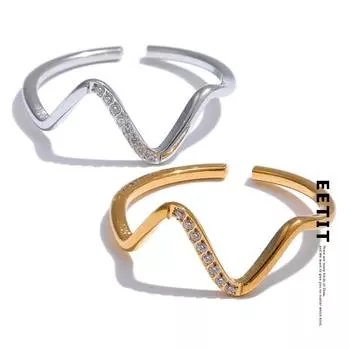 Eetit Нержавеющая сталь Нерегулярные Регулируемые Открытые Кольца Женские Модные Регулируемые Ювелирные Изделия 18k & Платиновое Покрытие Изысканные Металлические Кольца 7 золотой