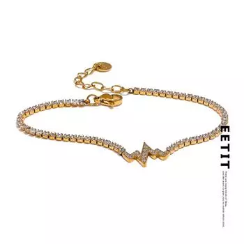 Eetit Нежная блестящая цепочка с кубическим цирконием, модный браслет, высококачественный золотой цвет, 18-каратное PVD-покрытие, ювелирные изделия премиум-класса 2024 золотой