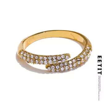 Eetit Нежное блестящее кольцо с кубическим цирконием, устойчивое к ржавчине, модное модное ювелирное изделие из нержавеющей стали, аксессуары для женщин 7 золотой