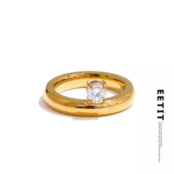Eetit Нежное блестящее круглое полированное кольцо с кубическим цирконием для женщин Гладкая нержавеющая сталь Высококачественные модные ювелирные изделия 6 золотой