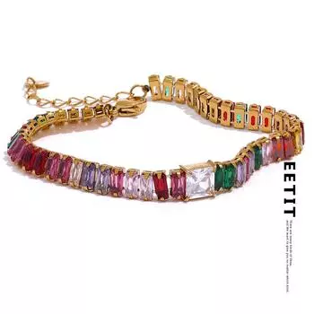 Eetit Нежный Блестящий Цирконий Браслет-Цепочка Из Нержавеющей Стали для Женщин Высокое Качество Роскошные Ювелирные Изделия Подарок На Вечеринку белый