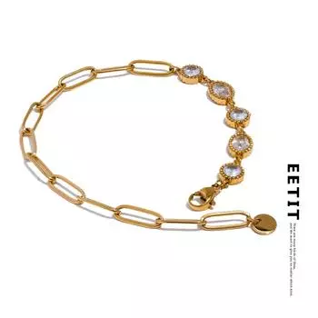 Eetit Нежный блестящий цирконий из нержавеющей стали, круглая цепочка, модный браслет, высококачественные повседневные женские украшения на запястье