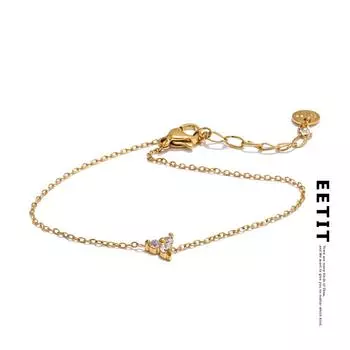 Eetit Нежный браслет-цепочка из нержавеющей стали с цветком и цирконием для женщин 18-каратное PVD-покрытие, темпераментные ювелирные изделия 2025 золотой