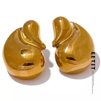 Eetit Новинка, эксклюзивные серьги-капли из нержавеющей стали, массивные женские серьги-гвоздики, устойчивые к потускнению, 2024, ювелирные изделия для ушей серебряный