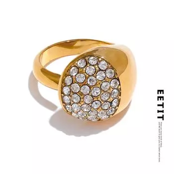 Eetit Новое блестящее кольцо с кубическим цирконием, модное литое PVD кольцо, водостойкое золотого цвета, нержавеющая сталь, темперамент, модные ювелирные изделия 7 золотой