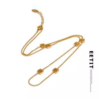 Eetit, новое ожерелье-цепочка из нержавеющей стали 316L с квадратными бусинами, 2024, устойчивое к ржавчине, изысканное повседневное шикарное женское водонепроницаемое ювелирное изделие, подарок серебряный