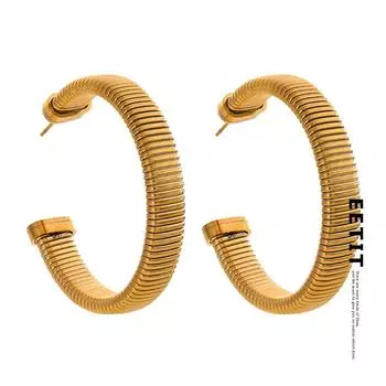 Eetit Новые геометрические серьги-хаги из нержавеющей стали в форме буквы C с металлической текстурой, устойчивые к ржавчине, ювелирные изделия Bijoux Femme, оптовая продажа