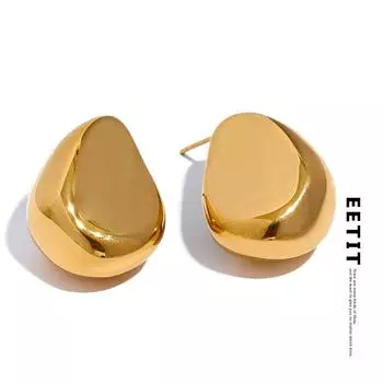 Eetit новые гладкие серьги-гвоздики из нержавеющей стали 316l, креативные геометрические полые серьги-гвоздики, женские позолоченные 18 К металлические водонепроницаемые ювелирные изделия золотой