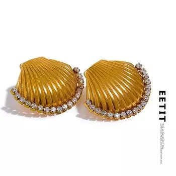 Eetit новые модные серьги-гвоздики из нержавеющей стали с металлическим корпусом, очаровательные серьги-гвоздики с нежным кубическим цирконием, позолоченные 18 К, модные ювелирные изделия, подарок золотой