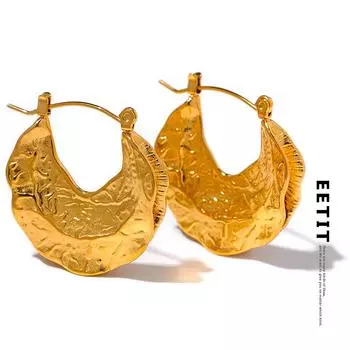 Eetit новые необычные серьги-обнимашки из нержавеющей стали 18 К золотого цвета с геометрическим рисунком, эффектные стереоскопические водонепроницаемые стильные украшения