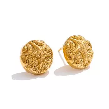 Eetit Ocean Style Starfish Round Stud Earrings for Women Summer Stainless Steel Golden Daily Wear Jewelry Waterproof золотой