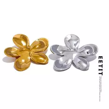 Eetit оптовая продажа, металлические броши из нержавеющей стали с цветком, цвет: золото, серебро, водонепроницаемые, из настоящего золота, модные украшения для женщин серебряный