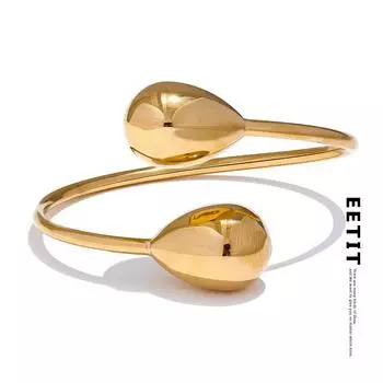Eetit отличительная манжета из нержавеющей стали с каплями воды, регулируемый браслет, водостойкая текстура, металлические стильные ювелирные изделия, новинка золотой