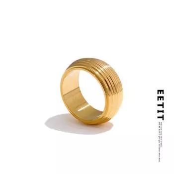 Eetit Отличительное Нержавеющая сталь Металл Полосатое Широкое Кольцо Гипоаллергенная Текстура Поступления Минималистские Ювелирные Изделия Оптовая Продажа 6 золотой