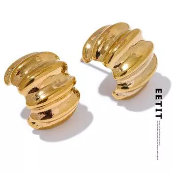 Eetit отличительные металлические серьги C-образной формы с геометрическим рисунком, необычные серьги цвета: золото, серебро, текстура, нержавеющая сталь, минималистичные ювелирные изделия, новинка серебряный