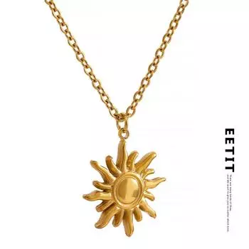 Eetit ожерелье с подвеской в виде солнца золотого цвета из нержавеющей стали, модные ювелирные изделия золотой