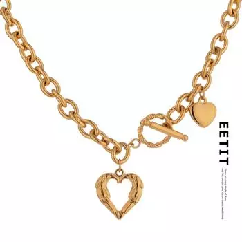 Eetit ожерелье с золотым сердечком из нержавеющей стали и воротником для женщин золотой