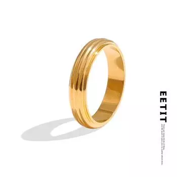 Eetit Персонализированное круглое литое полированное кольцо из нержавеющей стали 316L с покрытием PVD 18-каратного золота, подвеска-украшение на палец 2025 6 золотой