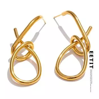 Eetit персонализированные геометрические большие серьги-капли из нержавеющей стали необычные женские устойчивые к ржавчине текстуры ювелирные изделия для вечеринок 2024 золотой
