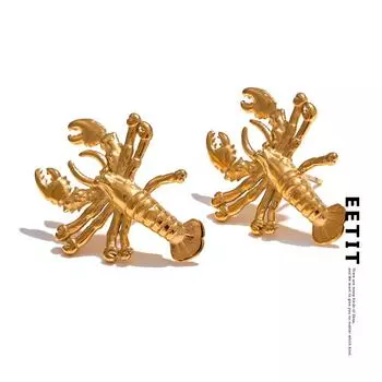 Eetit Персонализированные серьги-гвоздики из нержавеющей стали в виде раков, водостойкая текстура, стильные уникальные украшения для ушей золотой