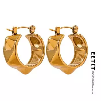 Eetit персонализированные заклепки из нержавеющей стали, необычные серьги-кольца для женщин, текстура золотого цвета, винтажные модные ювелирные изделия, бижутерия, подарок
