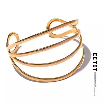 Eetit персонализированный браслет-манжета из нержавеющей стали с геометрическим узором, браслет-манжета золотого цвета, водонепроницаемое металлическое запястье, необычные ювелирные изделия