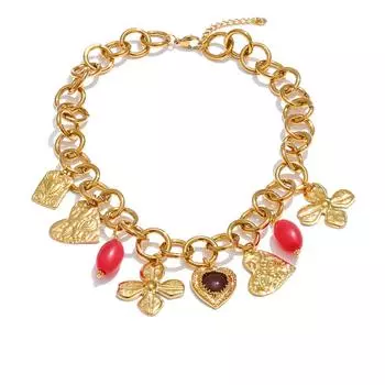 Eetit Подвески-шармы в виде цветка и сердца из нержавеющей стали, акрила и металла, ожерелье, водонепроницаемая, эффектная, модная, водонепроницаемая бижутерия, новинка золотой