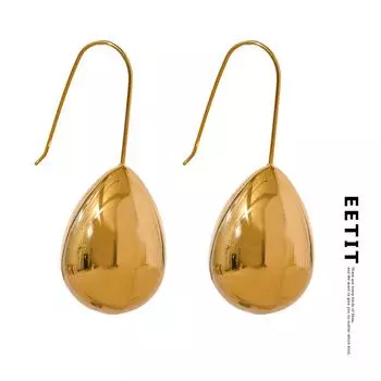 Eetit подвесные серьги из нержавеющей стали с каплями воды предотвращают аллергию, металлические очаровательные текстуры, гладкие модные ювелирные аксессуары, подарок золотой