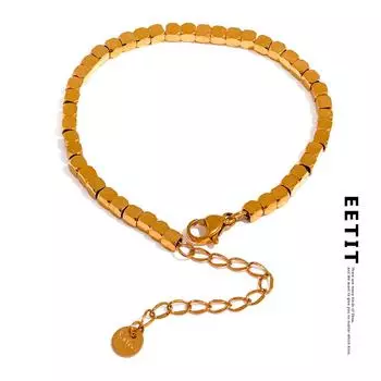 Eetit Полированные квадратные бусины ручной работы из нержавеющей стали Стильный браслет Высокое качество Модные водонепроницаемые ювелирные изделия Бренд Bijoux золотой