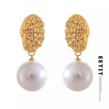 Eetit Popular Simulated Pearls Round Geometric Stylish Drop Earrings for Women Korean Style Elegant Versatile Daily Jewelry Gift