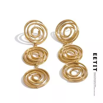 Eetit популярные круглые полые длинные серьги-подвески из нержавеющей стали для женщин, устойчивые к ржавчине, повседневные очаровательные ювелирные изделия, водонепроницаемый подарок золотой