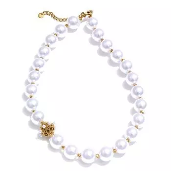 Eetit Популярное ожерелье-цепочка из круглых бусин из искусственного жемчуга, новинки, нержавеющая сталь, модная бижутерия ручной работы, аксессуары золотой