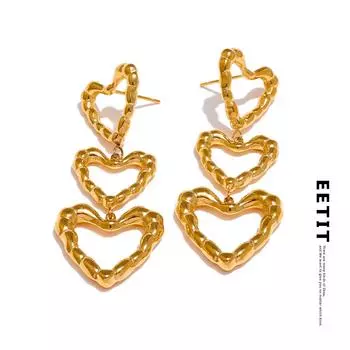 Eetit популярные полые висячие серьги с сердцем и любовью, предотвращающие аллергию, металлические универсальные повседневные романтические украшения из нержавеющей стали серебряный