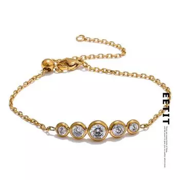 Eetit Поступление кубического циркония круглый цепочка тонкий браслет из нержавеющей стали запястье ювелирные изделия премиум-класса подарок на вечеринку золотой