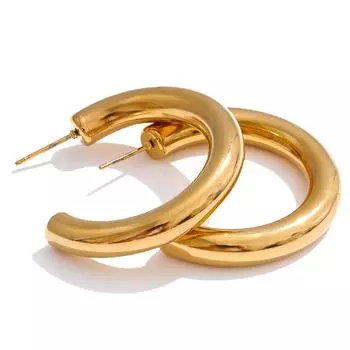 Eetit Повседневные универсальные серьги-гвоздики C-образной формы из нержавеющей стали на все случаи жизни, простые ювелирные изделия с подвесками из 18-каратного золота, новые золотой