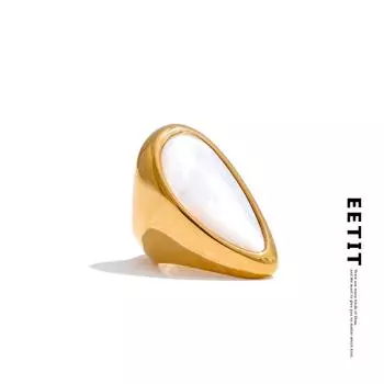 Eetit Прибытие Нержавеющая сталь Натуральная оболочка Капля воды Золотое кольцо для женщин Высокое качество Изысканный ювелирный подарок 7 золотой